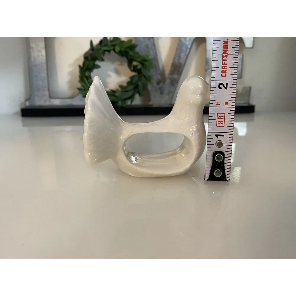 Set of 6 Dove Shafford Napkin Rings Holders Porcelain Bird‎ Retro Table Pigeons